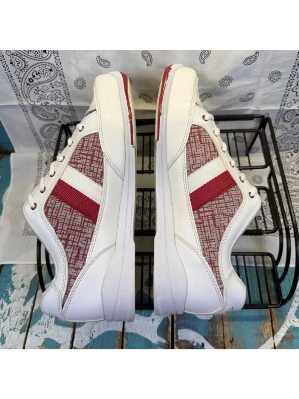 DEXTER Lori Bowling Shoes White w/ Red Lace Up B4256 Woman's Sz 10